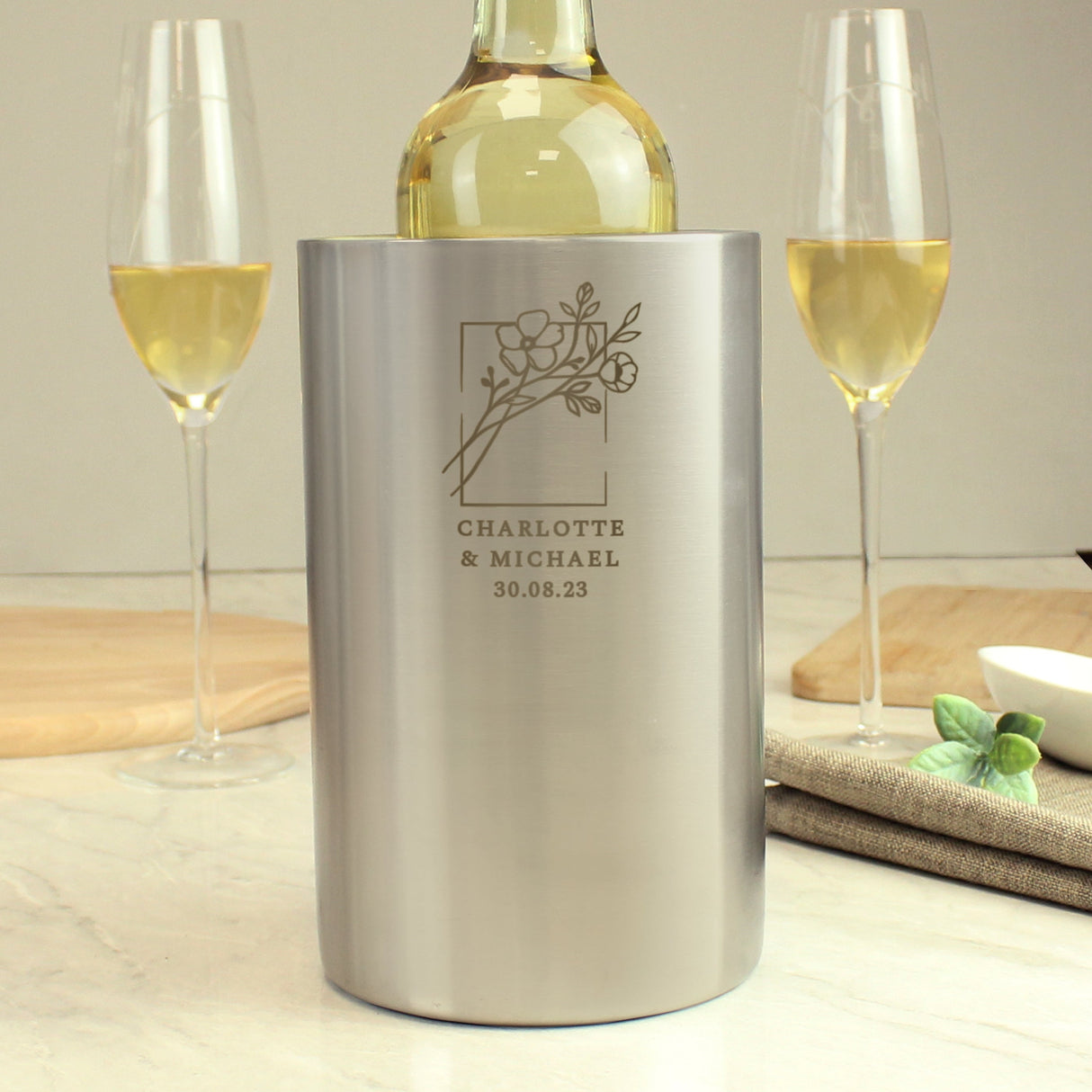 Personalised Stainless Steel Wine Cooler: 1 - Barware By Gift Moments