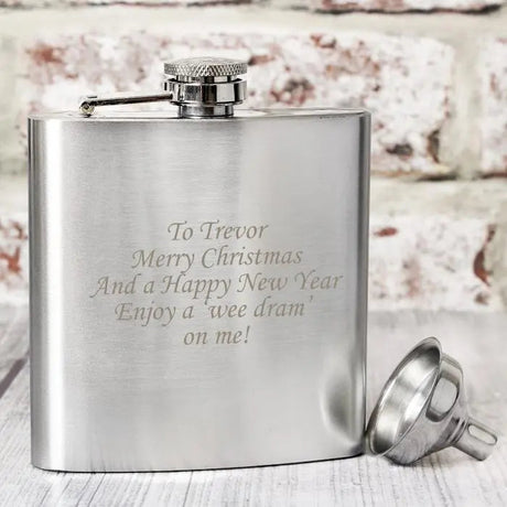 Personalised Stainless Steel Hip Flask in Box: 4 - Hip Flasks By Gift Moments