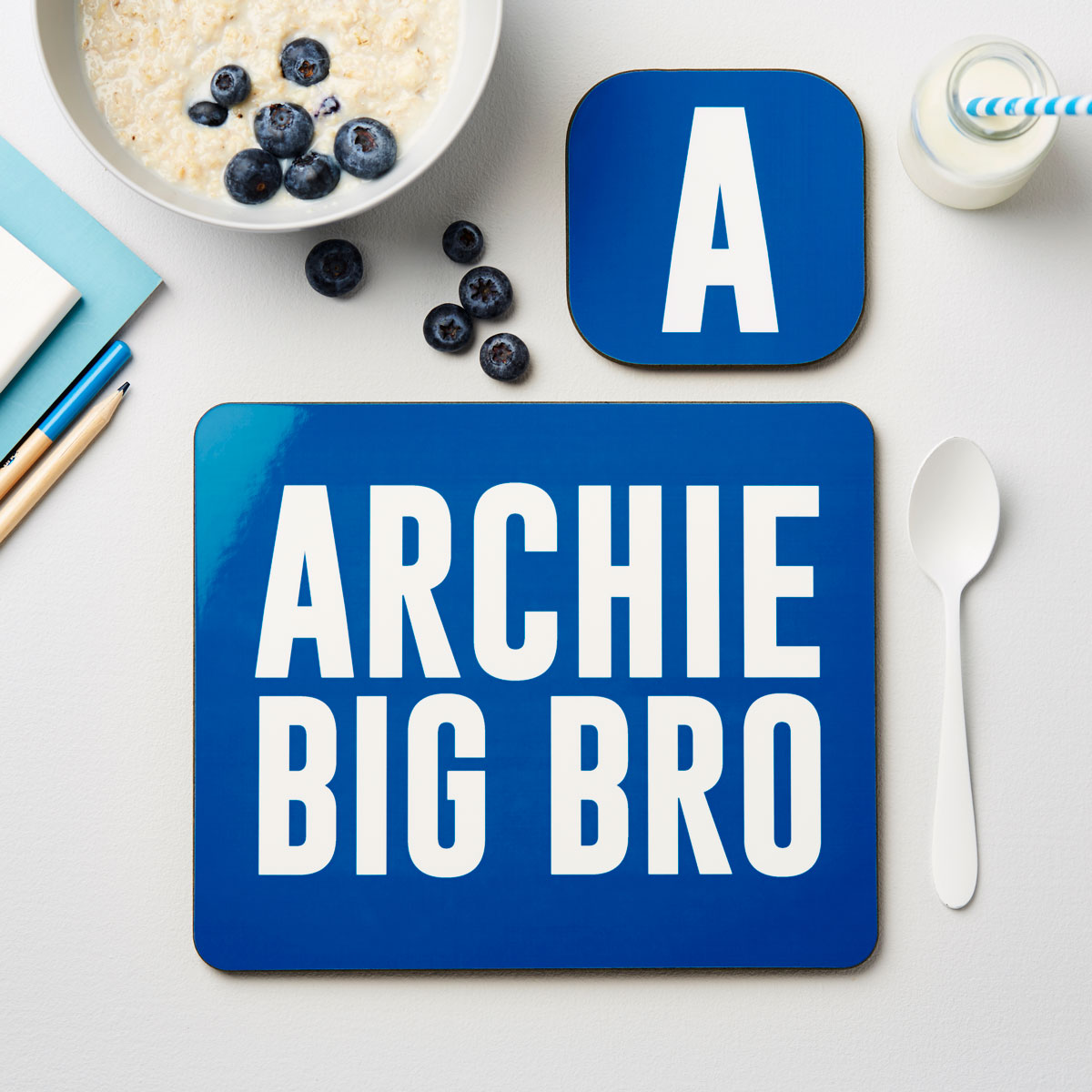 Personalised Bro Placemat & Coaster Set: 2 - Placemats By Gift Moments