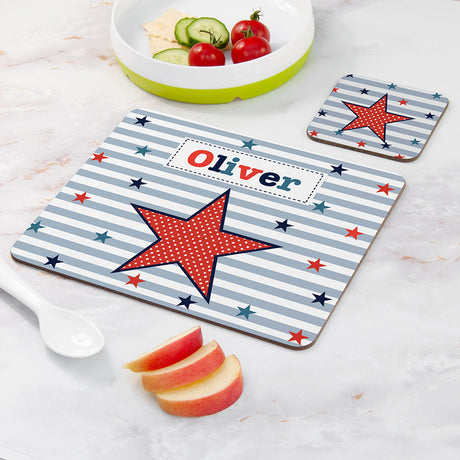 Personalised Boy’s Placemat and Coaster Set: 19 - Placemats By Gift Moments