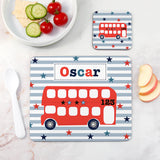 Personalised Boy’s Placemat and Coaster Set: 1 - Bus - Placemats By Gift Moments