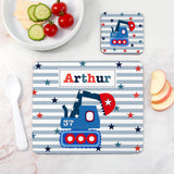 Personalised Boy’s Placemat and Coaster Set: 6 - Digger - Placemats By Gift Moments