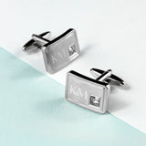 Personalised Brushed Silver Crystal Cufflinks Default Title - Cufflinks & Tie Slides at Gift Moments