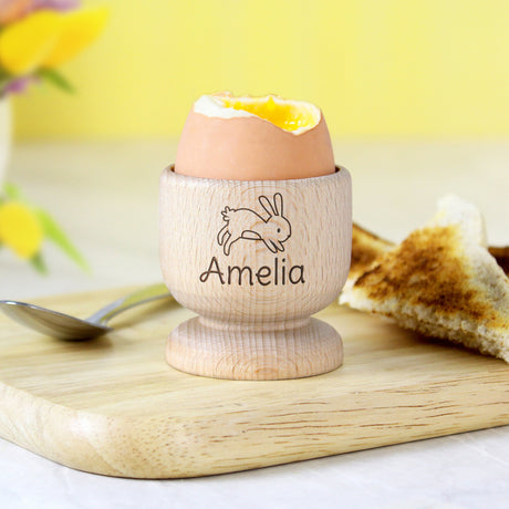 Personalised Bunny Wooden Egg Cup: 1 - Egg Cups By Gift Moments