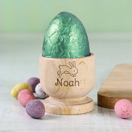 Personalised Bunny Wooden Egg Cup: 3 - Egg Cups By Gift Moments