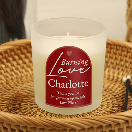 Personalised Burning Love Candle Jar: 2 - Candles By Gift Moments