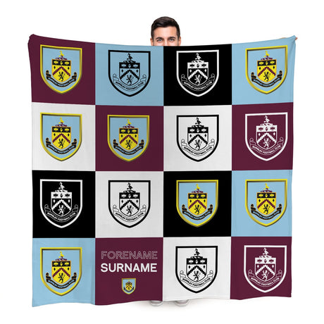 Personalised Burnley FC Chequered Fleece Blanket: 1 - Blankets By Burnley