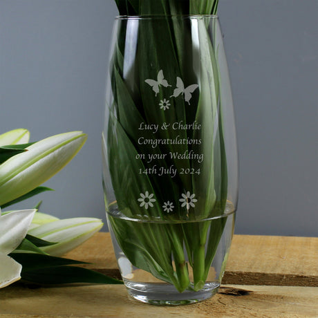 Personalised Butterflies and Flowers Vase: 2 - Vases By Gift Moments