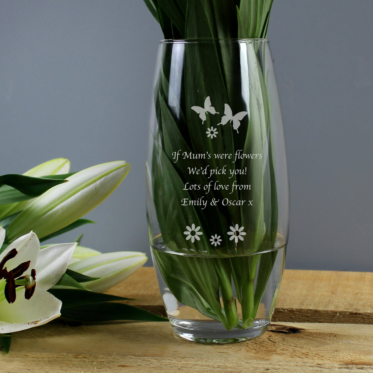 Personalised Butterflies and Flowers Vase: 1 - Vases By Gift Moments