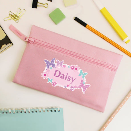 Personalised Butterfly Microfibre Pencil Case: 1 - Pencil Cases & Sets By Gift Moments