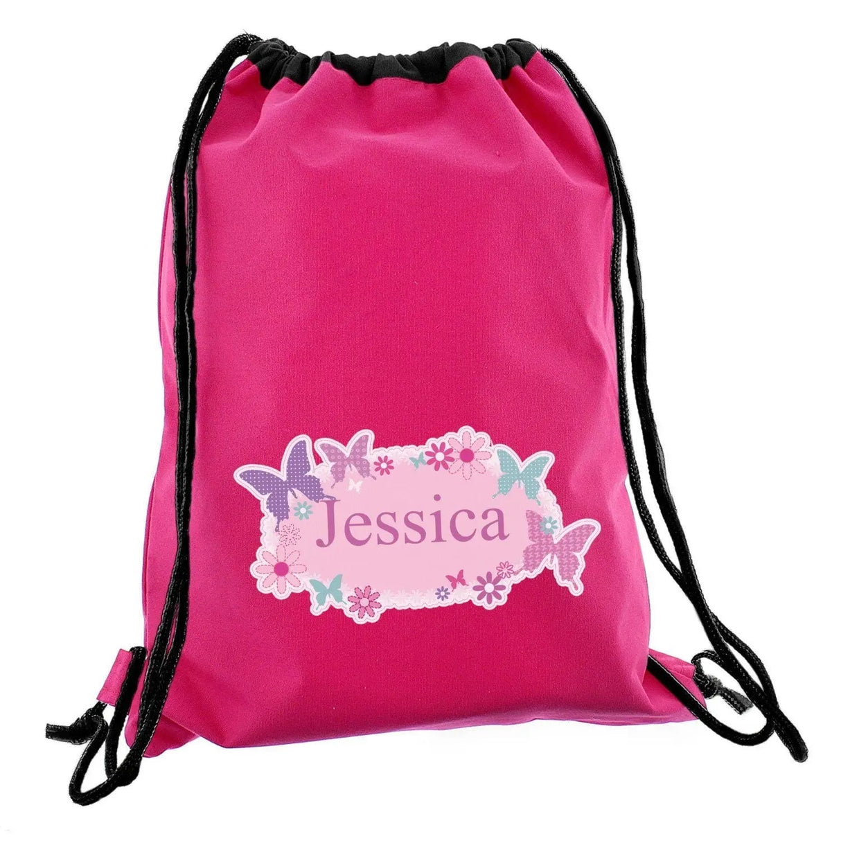 Personalised Pink Butterfly Swim & Kit Bag: 2 - Kids Bags By Gift Moments