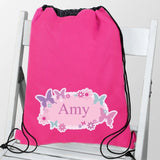 Personalised Pink Butterfly Swim & Kit Bag: 1 - Kids Bags By Gift Moments