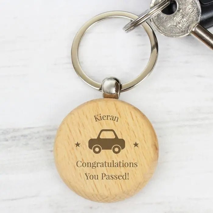 Personalised Car Motif Wooden Keyring: 1 - Keyrings By Gift Moments