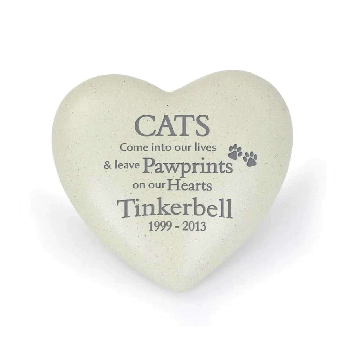 Personalised Cat Pawprints Heart Memorial Stone: 3 - Memorials By Gift Moments