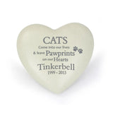 Personalised Cat Pawprints Heart Memorial Stone: 3 - Memorials By Gift Moments