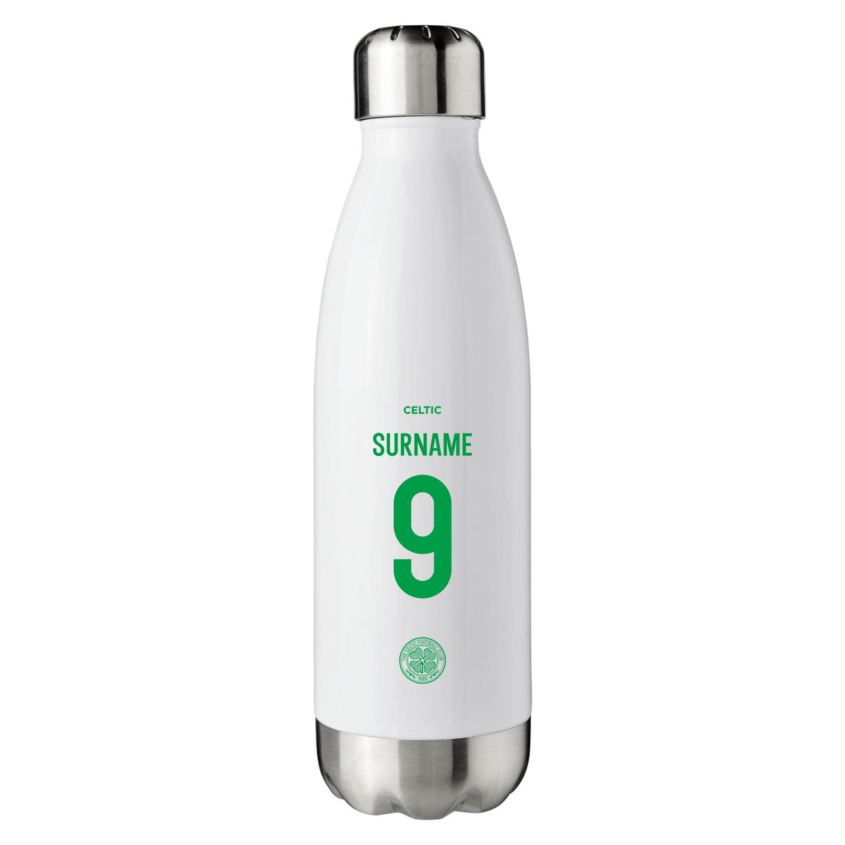 Celtic FC Personalised White Insulated Water Bottle: 1 - Water Bottles By Celtic