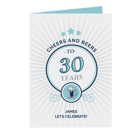 Personalised Cheers and Beers Birthday Card: 3 - Greeting Cards By Gift Moments