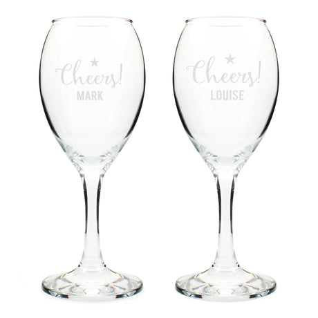 Personalised Cheers Wine Glass Set: 6 - Wine Glasses By Gift Moments