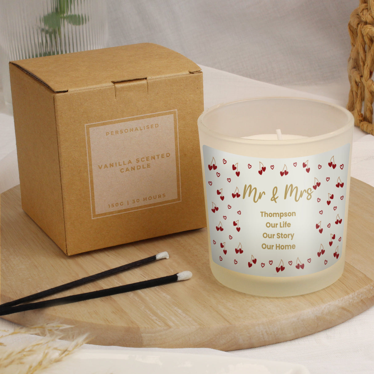 Personalised Cherry Hearts Jar Candle: 2 - Candles By Gift Moments