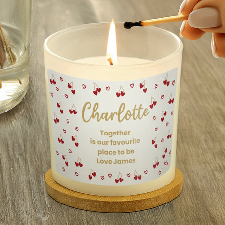 Personalised Cherry Hearts Jar Candle: 1 - Candles By Gift Moments