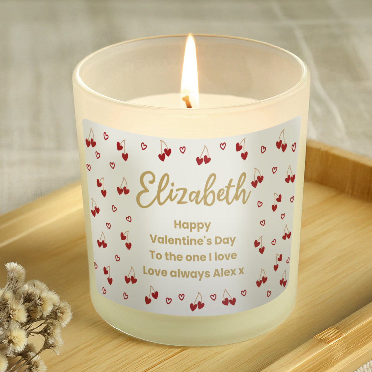 Personalised Cherry Hearts Jar Candle: 3 - Candles By Gift Moments