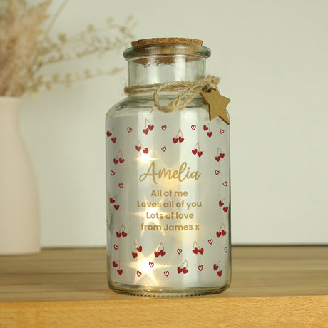 Personalised Cherry Hearts LED Jar: 3 - LED Lighting By Gift Moments