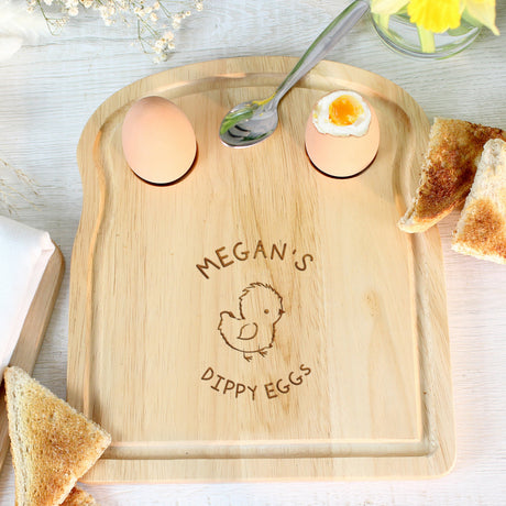 Personalised Chick Egg and Toast Board: 4 - Egg Cups By Gift Moments