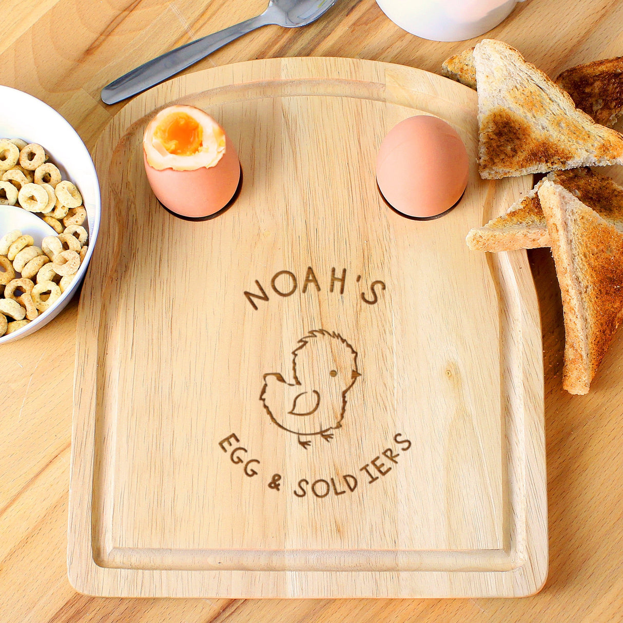 Personalised Chick Egg and Toast Board: 3 - Egg Cups By Gift Moments