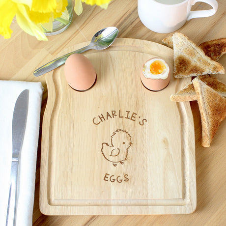 Personalised Chick Egg and Toast Board: 1 - Egg Cups By Gift Moments