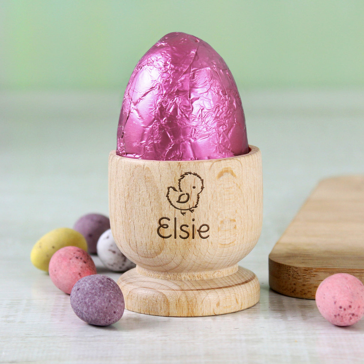 Personalised Chick Wooden Egg Cup: 2 - Egg Cups By Gift Moments