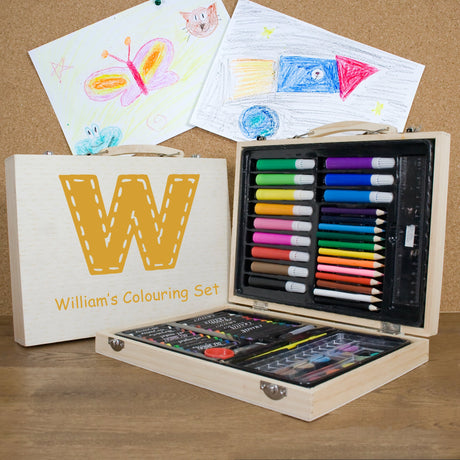 Personalised 63-Piece Children’s Colouring Set: 2 - Orange - Pencil Cases & Sets By Gift Moments