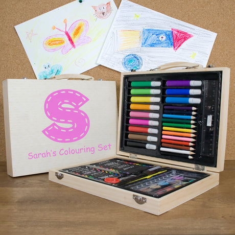 Personalised 63-Piece Children’s Colouring Set: 4 - Pink - Pencil Cases & Sets By Gift Moments