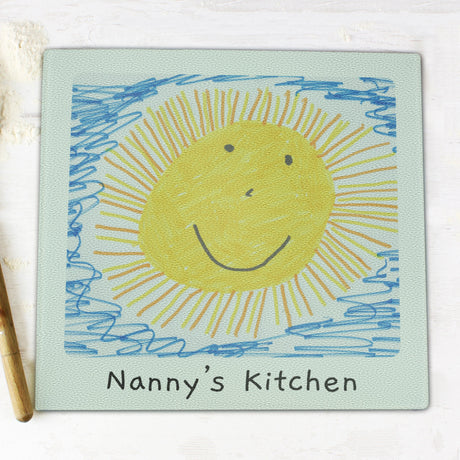 Personalised Children’s Drawing Glass Chopping Board: 9 - Chopping Boards By Gift Moments