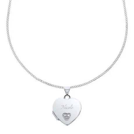 Personalised Sterling Silver Heart Locket Necklace: 5 - Necklaces By Gift Moments