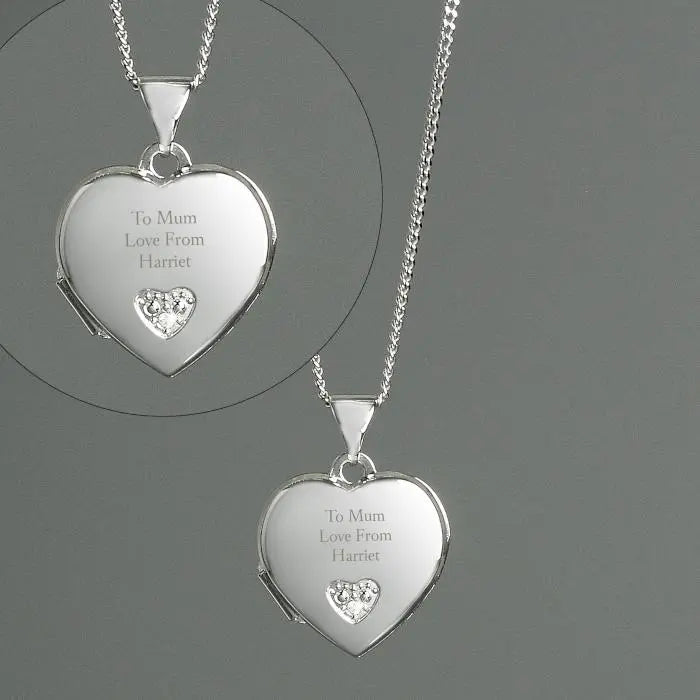 Personalised Sterling Silver Heart Locket Necklace: 7 - Necklaces By Gift Moments