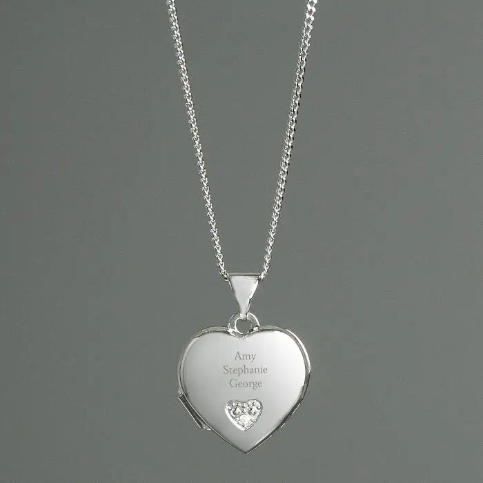 Personalised Sterling Silver Heart Locket Necklace: 6 - Necklaces By Gift Moments