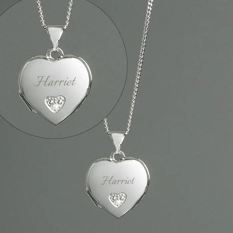 Personalised Sterling Silver Heart Locket Necklace: 2 - Necklaces By Gift Moments