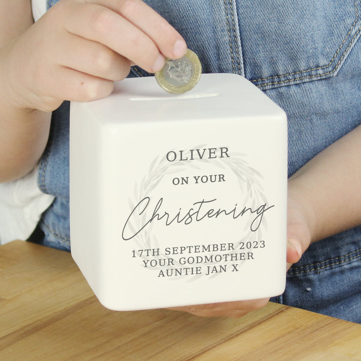 Personalised Christening Ceramic Money Box: 3 - Money Boxes By Gift Moments