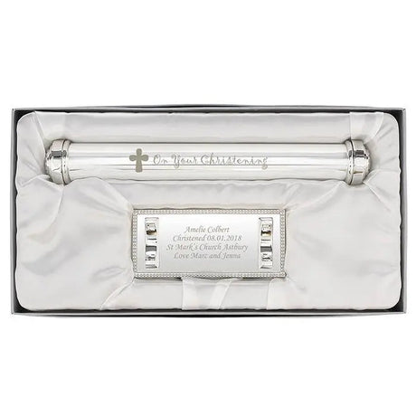 Personalised Silver Plated Christening Certificate Holder: 3 - Certificate Holders By Gift Moments