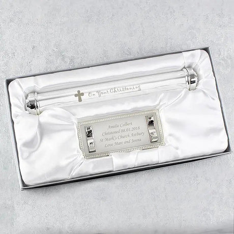 Personalised Silver Plated Christening Certificate Holder: 2 - Certificate Holders By Gift Moments