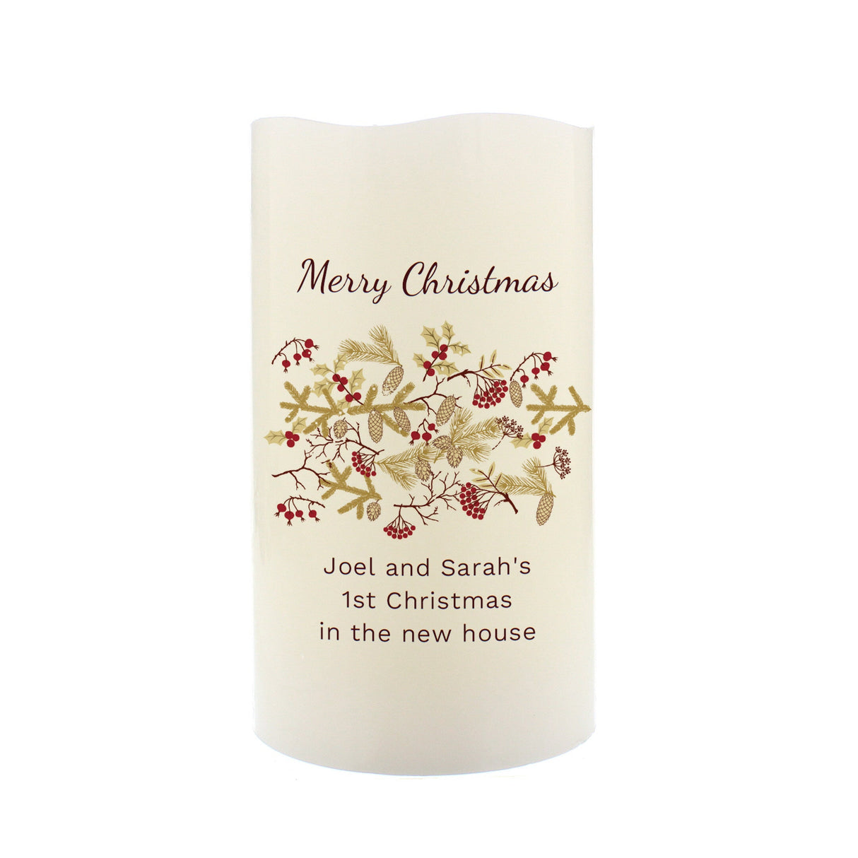 Personalised Christmas Floral LED Candle: 5 - LED Lighting By Gift Moments