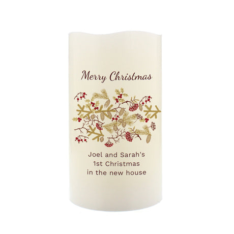 Personalised Christmas Floral LED Candle: 5 - LED Lighting By Gift Moments