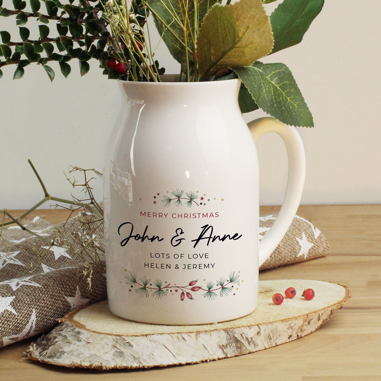 Personalised Christmas Ceramic Flower Jug: 1 - Vases By Gift Moments