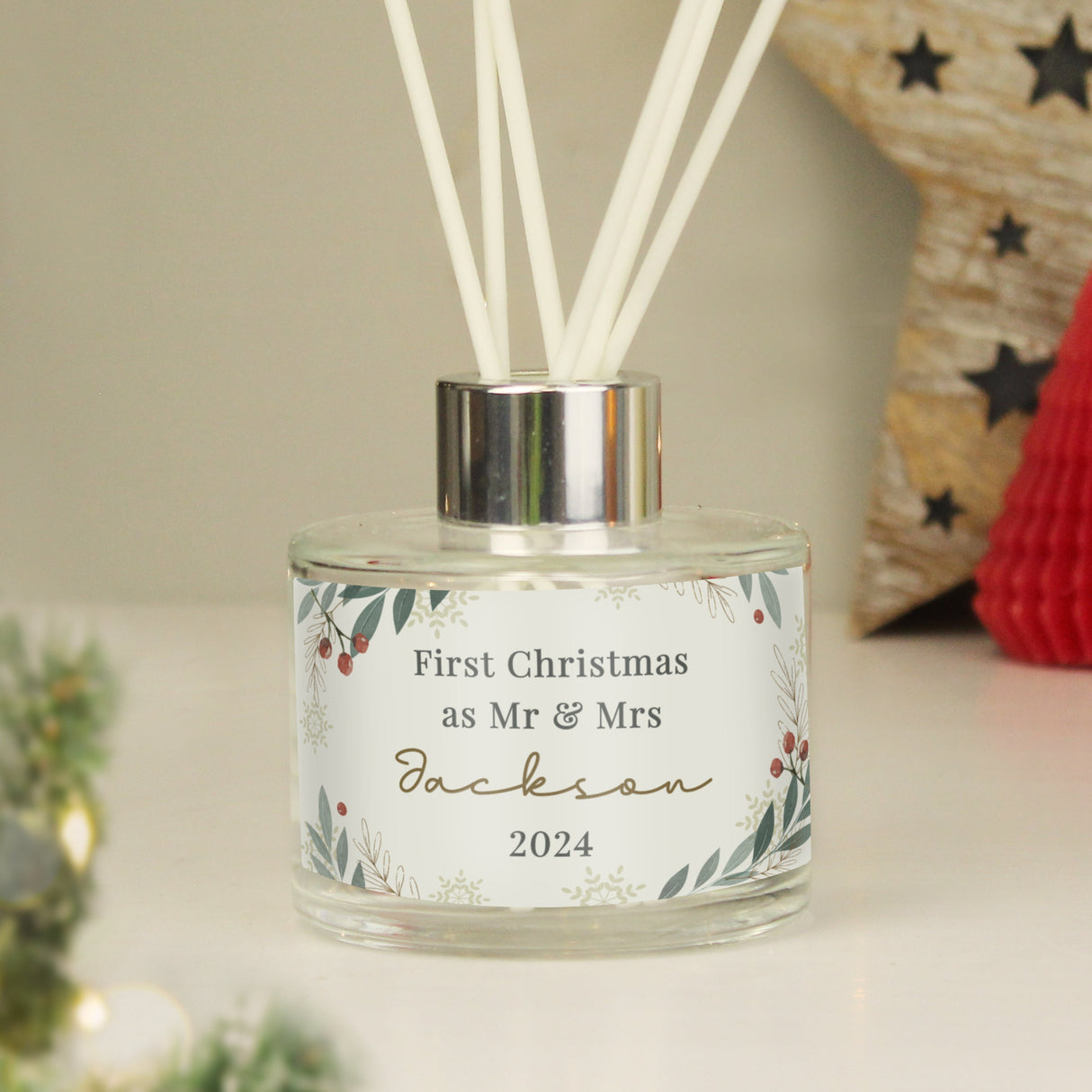 Personalised Christmas Foliage Reed Diffuser: 1 - Reed Diffusers By Gift Moments