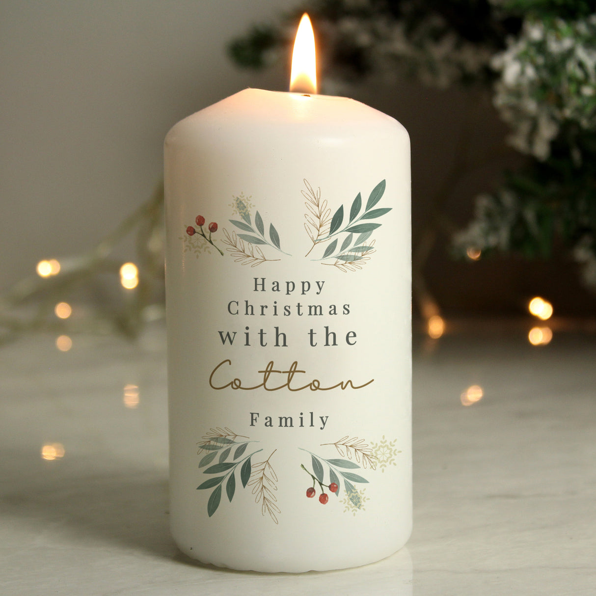 Personalised Christmas Foliage Candle: 6 - Candles By Gift Moments