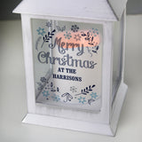 Personalised Frost White Christmas Lantern: 4 - LED Lighting By Gift Moments