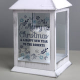 Personalised Frost White Christmas Lantern: 3 - LED Lighting By Gift Moments