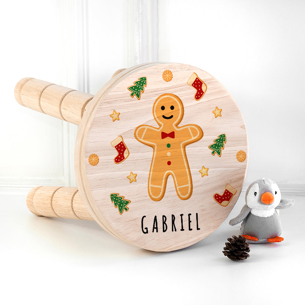 Personalised Christmas Gingerbread Wooden Stool Default Title - Wooden Stools at Gift Moments