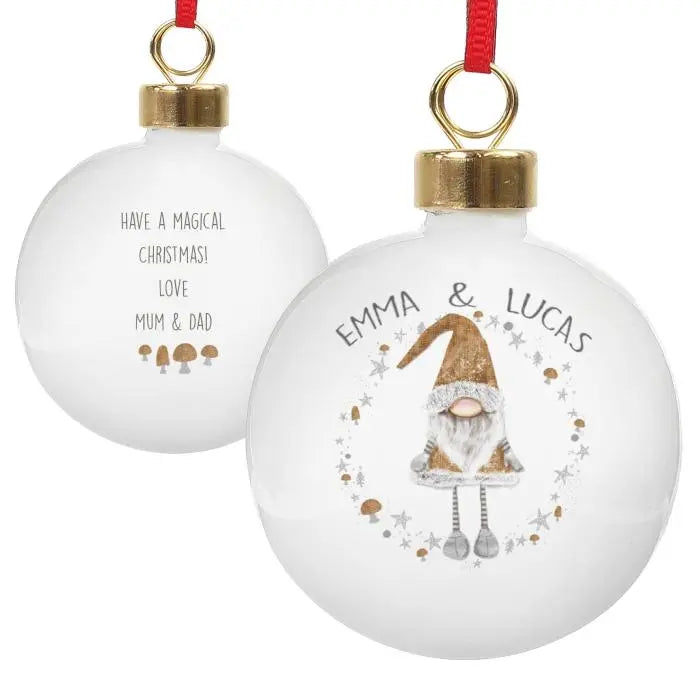 Personalised Christmas Gonk Hanging Bauble: 4 - Christmas Baubles By Gift Moments