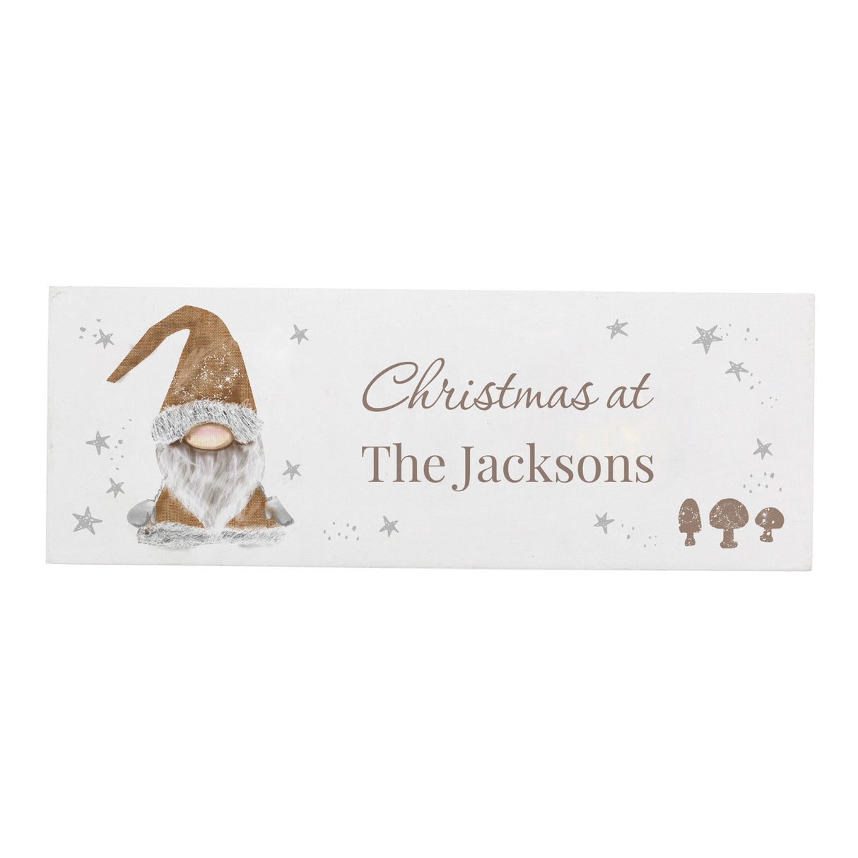 Personalised Gonk Wooden Block Sign: 4 - Christmas Decorations By Gift Moments